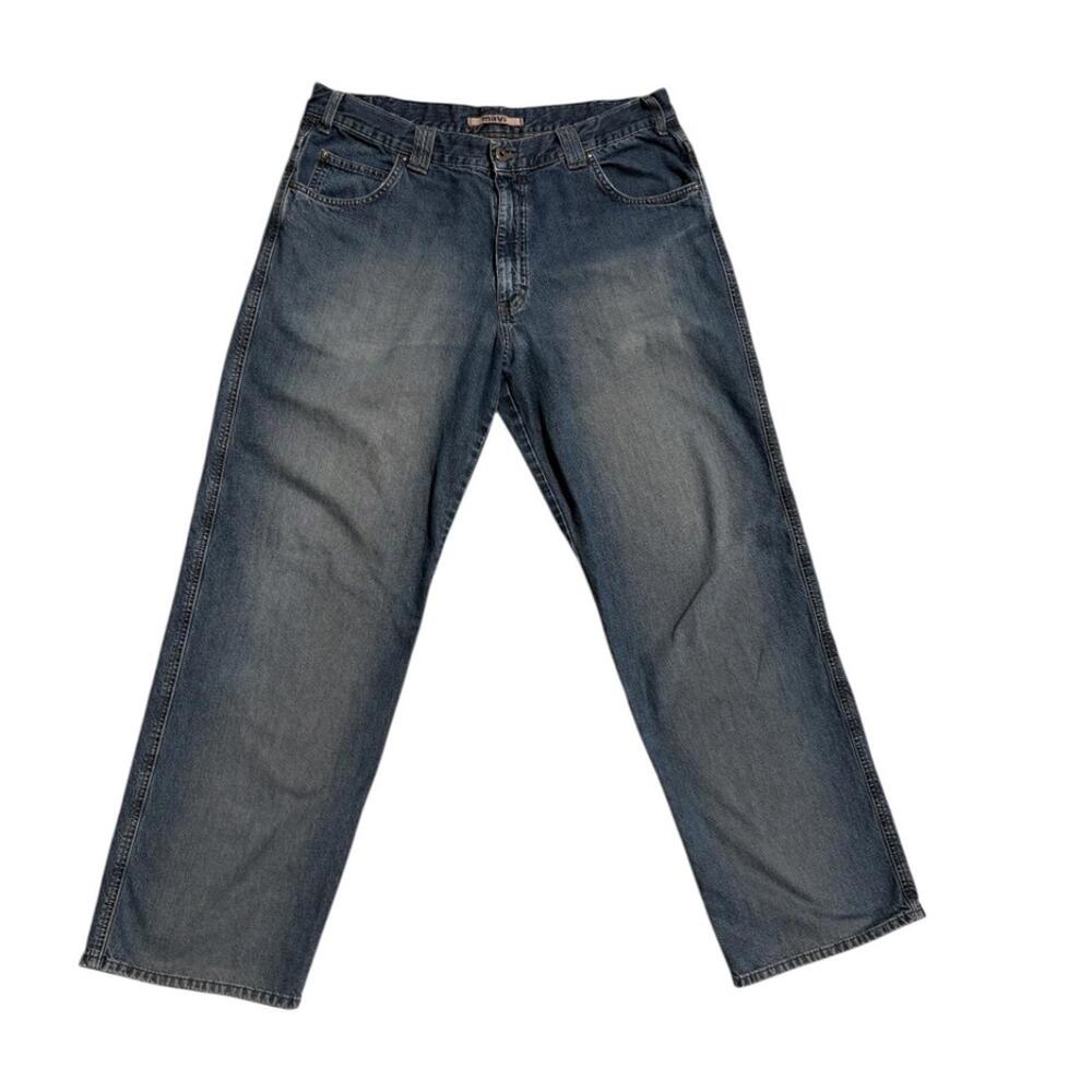 Mavi Men Max Wide Full Zip Fly Jeans Size 38X32 Blue Denim Relaxed Fit